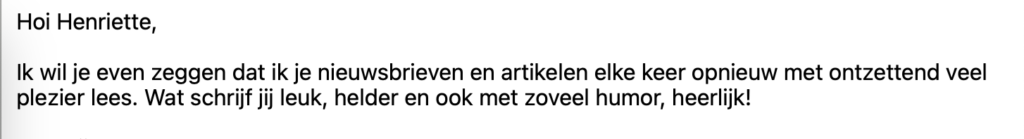 "Wat schrijf jij leuk!" Inschrijving nieuwsbrief emotiegids.nl